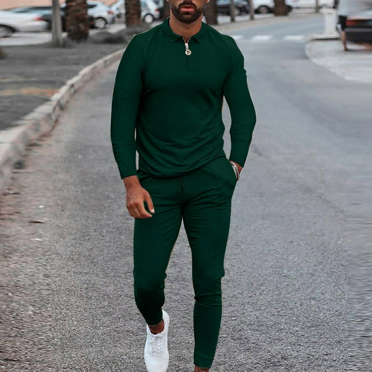 Summer Savings AKAFMK Men's and Big Men's Casual Tracksuits Long Sleeve Jogging  Suits Sweatsuit Sets Athletic Sports Pullover Sets Track Pants 2 Piece  Outfit Army Green 