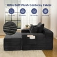 thumbnail image 2 of Z-hom Chaise Lounge Indoor with Ottoman, Boneless Corduroy Sleeper Sofa Bed, Cloud Couch Chair with Side Pockets & 2 Pillows for Living Room, No Assembly Required, 2 of 8