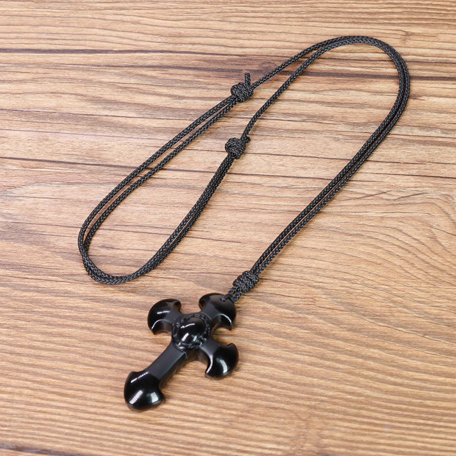 Jicidcha Religious Black Obsidian Cross 