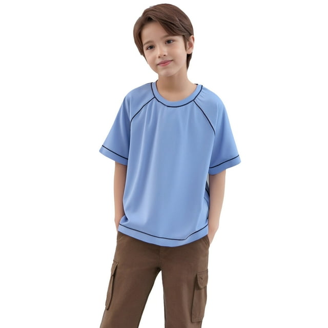 Vêtements pour Enfants Garçons Imprimés Hauts à Manches Courtes Col Rond Vêtements d'Été pour Garçons Tenues Garçons 7-8 Ans