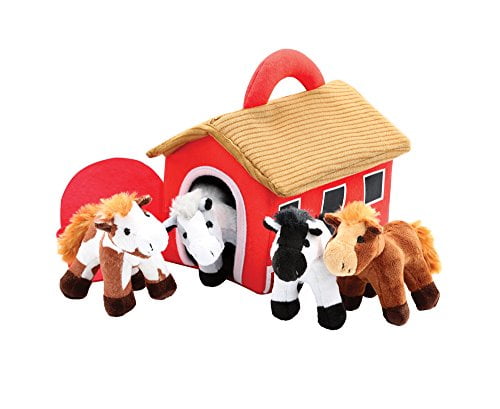 Plush Horse Stable Carrier With 4 Neighing Horses by Animal House
