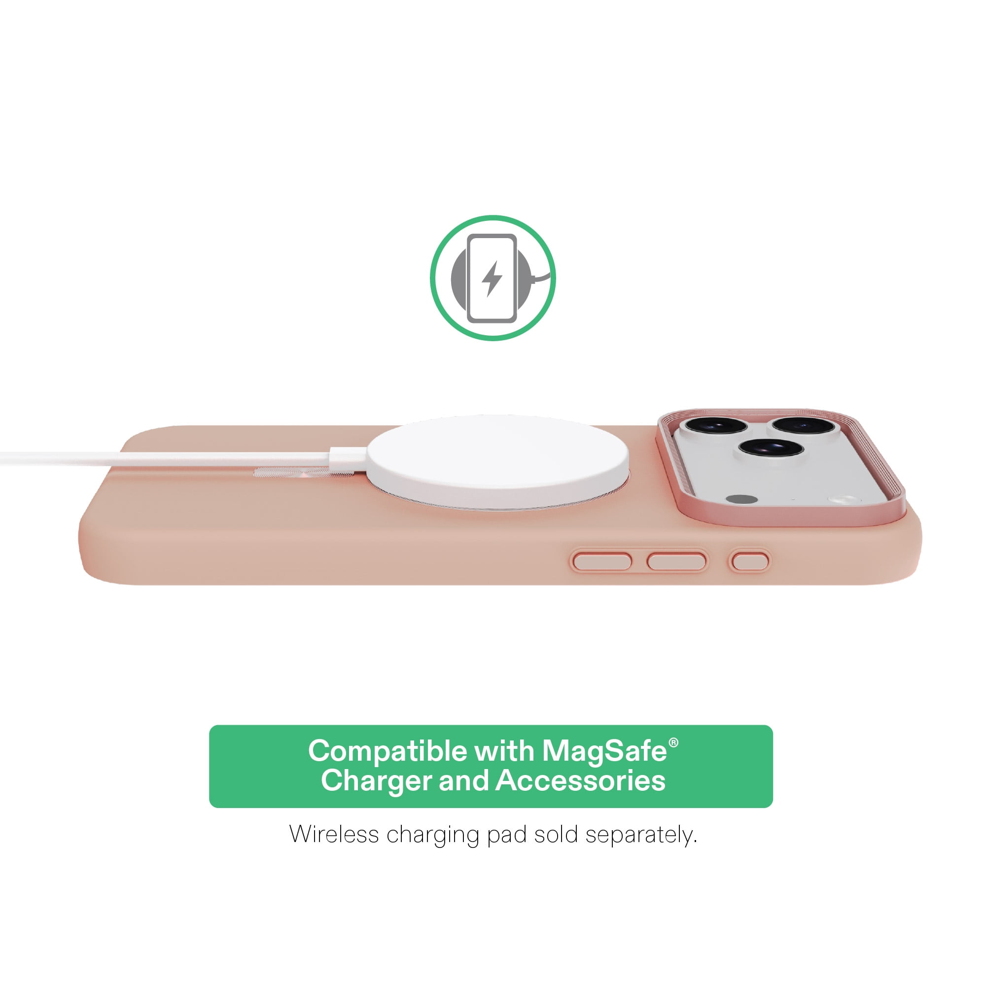 onn Soft Touch Phone Case for iPhone 18 Pro Max / 17 Pro Max, MagSafe Compatible - Blush Pink