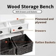 thumbnail image 5 of Storage Bench,Farmhouse Storage Bench with 3 Drawers and 3 Baskets,Solid Wood Stoage Bench Shoe Storage Bench for Entryway Hallway, Living Room, White, 5 of 8