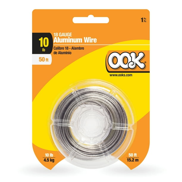 OOK Aluminum Hanging Wire, 50FT, 10LB, 18 Gauge Wire, 1 Piece