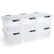 Open Box Rubbermaid 30 Quart Plastic Storage Tote Container with Lid (6 Pack)