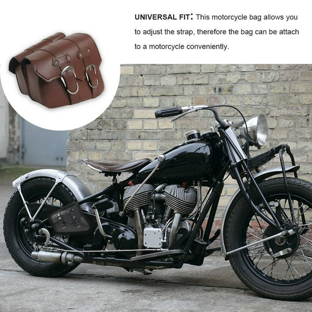 Langgg Universal Motorcycle Wallets Cards Money Large Capacity Saddle Storage Bag Portable Adjustable Side Pack Tool Bags Set 2 Brown 1 Pair