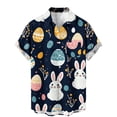 thumbnail image 3 of Gamivast Mens Shirts Casual Stylish Happy Easter Bunny Print Short Sleeve Shirts Lapel Vacation Shirts Button Down Floral Summer Shirts Holiday Beach Trip, 3 of 5