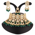 thumbnail image 3 of Efulgenz Traditional Antique Indian Chandbali Style Choker Necklace Dangle Earrings Green Maang Tikka Faux Pearl Kundan Stone Indian Bridal Wedding Jewelry Set for Women, 3 of 6