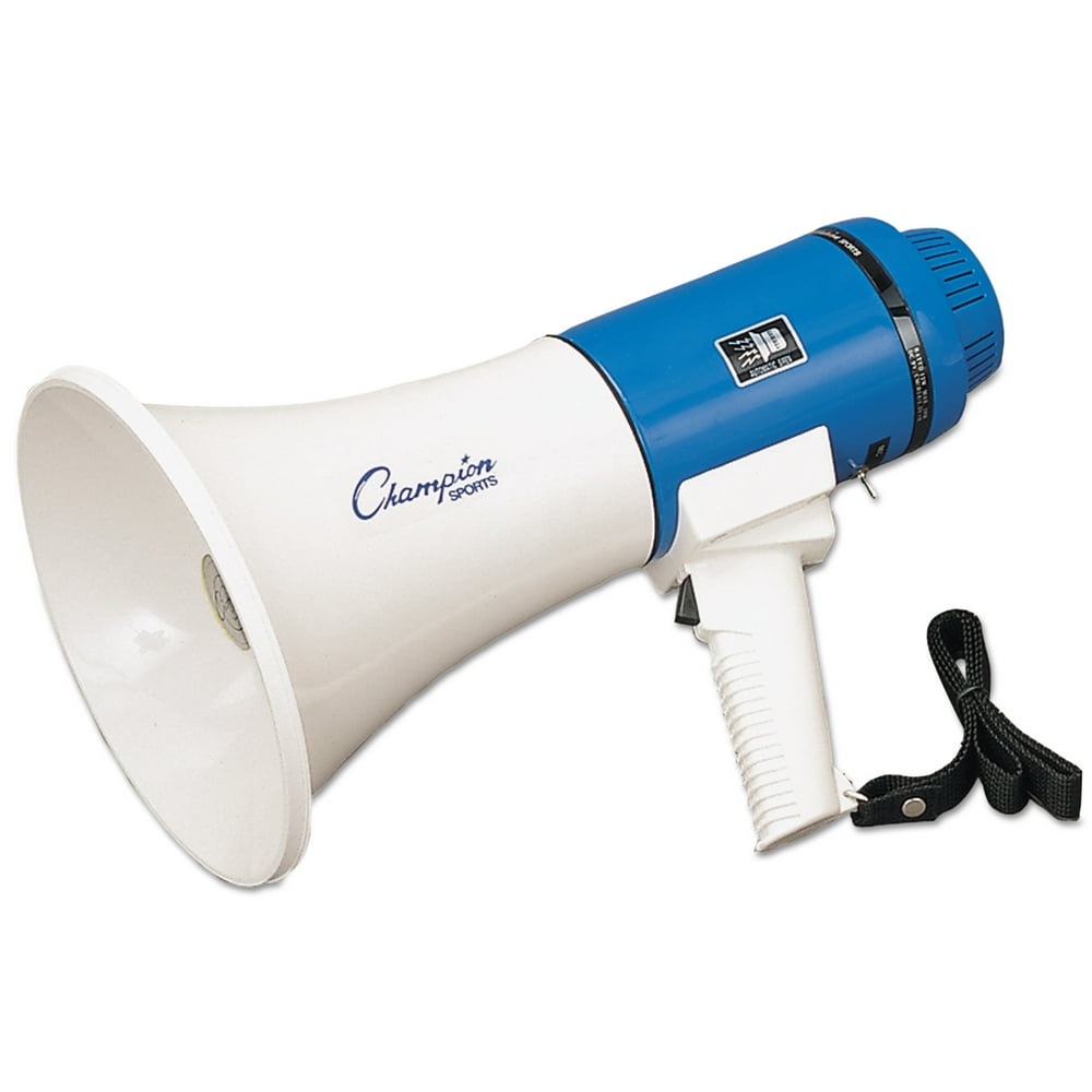 Champion Sports Megaphone, 1225W, 1000 Yard Range, White/Blue
