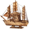 thumbnail image 1 of Sailboat Model Wooden Sailing Ship Ornament Mediterranean Nautical Boat Model, 1 of 8