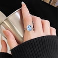 thumbnail image 2 of Blue Rhinestone Ring for Women Adjustable Silver Opening Ring Cubic Zirconia Jewelry Accessory for Wedding Engagement, 2 of 7
