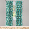 thumbnail image 2 of Ambesonne Retro Curtains, Ethnic Geometric Ornament Art, Pair of 28"x84", Dark Seafoam and Sea Blue, 2 of 4