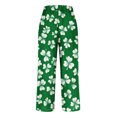 thumbnail image 5 of lcziwo on Sale Clearance, Plus Size Linen Pants for Women 2025 St Patricks Day Shamrock Clover Print Straight Pants Casual Elastic Waist Loose Fit Beach Pants with Pockets Green 3XL, 5 of 6