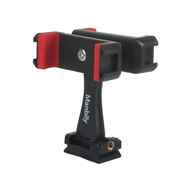 Adaptateur Double Pince pour Téléphone Portable avec Base, Adaptateur de Pince pour Tablette Réglable en Rotation à 360 ° avec Base avec Fixation à Sabot Froid à Trou de Vis de 1/4 Po pour Diffusion en Direct