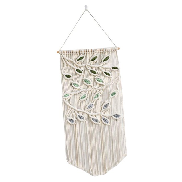 Tapiz colgante de pared de macramé rústico, decoración de oficina con borlas bohemias, divisor de habitación trenzado, arte de pared para apartamento, Estilo B Soledad Macramé Tela decorativa