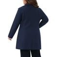 thumbnail image 4 of DARING DIVA Women's Plus Size Notch Lapel Single Breasted Peacoat with Belt 1X Navy Blue, 4 of 5