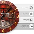 thumbnail image 2 of Wall Clock Decorative - Retro Red Diner Print 2D Vintage Wall Clocks Battery Operated Silent Non-Ticking for Bedroom, Living Room, Kitchen, Office, Classroom, 10 Inch, 2 of 7