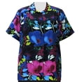 thumbnail image 1 of A Personal Touch Women's Plus Size Short Sleeve Button-Up Print Blouse with Shirring - Vibrant Blossoms - 5X, 1 of 3