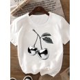thumbnail image 1 of Crew Neck T-Shirt - Women's Summer Casual Apple Applique Top - Regular Length, Spring & Fall Fashion, 1 of 5