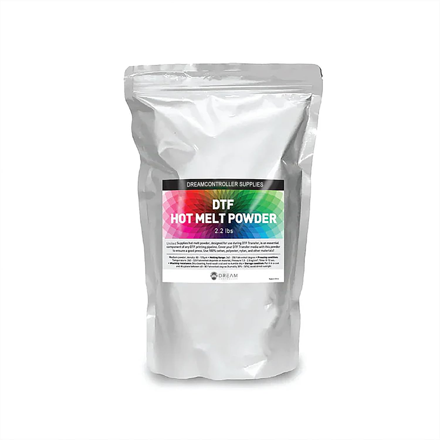 DTF Powder White 2.2lbs (35.2 oz) Hot Melt Adhesive Digital Transfer Printing - Compatible with Cotton, Polyester, Nylon & More - Medium-Density Powder (80-170µm) Optimal Result with All DTF Printer