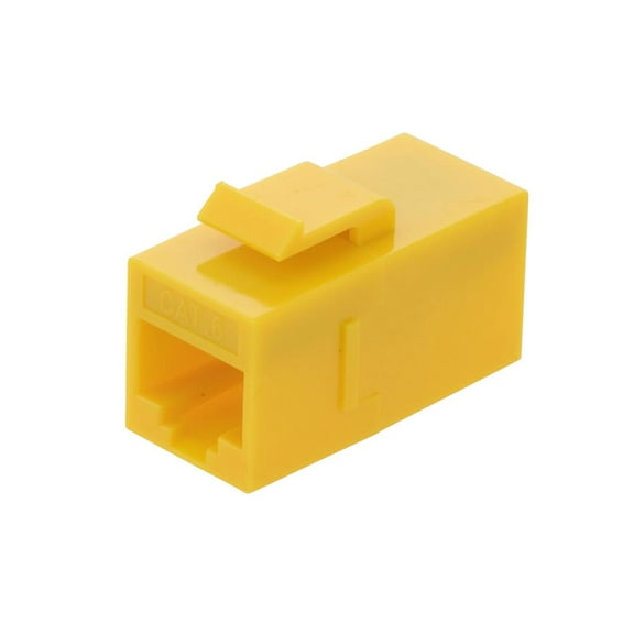 NavePoint CAT6 UTP Inline Keystone Coupler, RJ45 Female to RJ45 Female, Snap-In, 10 pack, Yellow