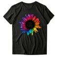 thumbnail image 4 of Gibobby Playera de Manga Corta con Cuello Redondo Camiseta informal con estampado de flores para mujer, camiseta de manga corta con cuello redondo, camiseta elegante(Negro,G), 4 of 5