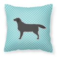 thumbnail image 1 of Coussin décoratif en tissu bleu à damier Labrador Retriever noir, 1 of 1