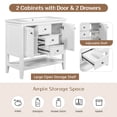 thumbnail image 3 of 36" Bathroom Vanity Cabinet Base Only, Sinkless with 2 Cabinets & Drawers, Open Shelf, Solid Wood Frame, White, 3 of 9