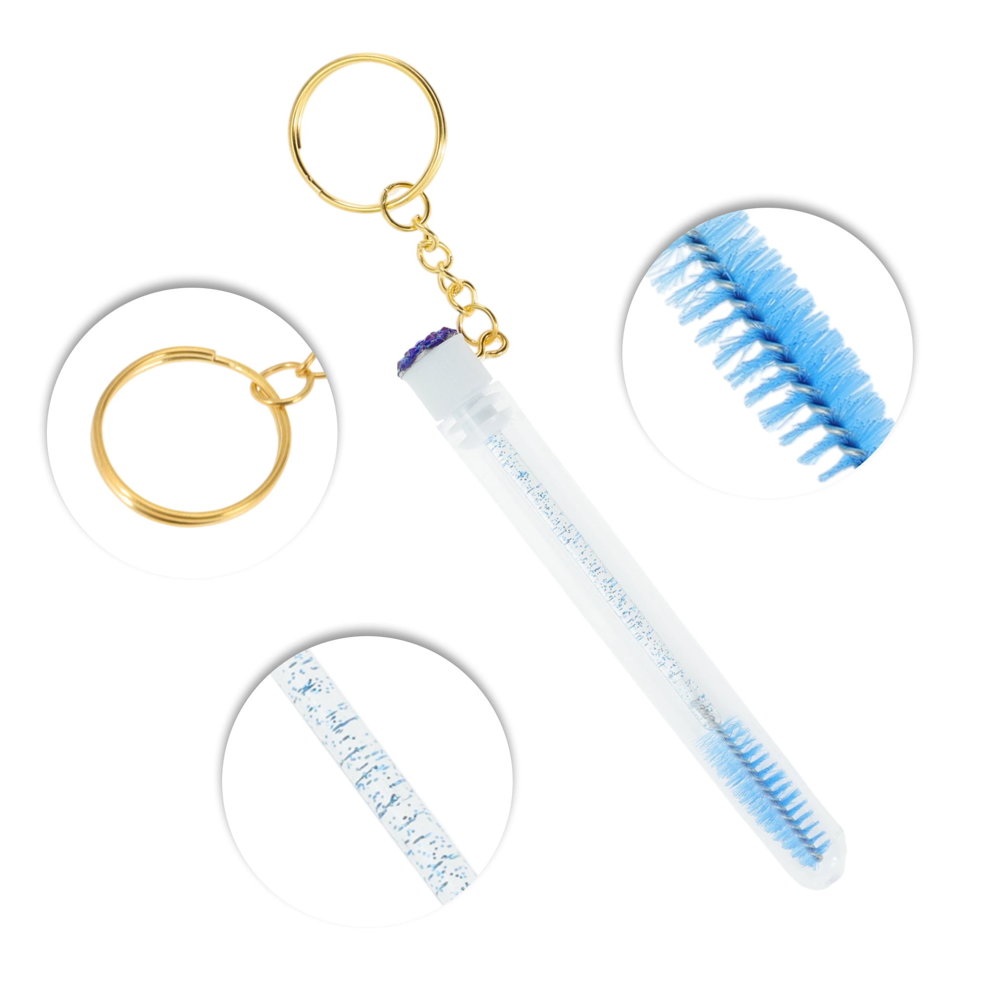 Unique Bargains 1 Pc Durable Eyelash Brush in Tube Design with Gold-Tone Buckle Blue