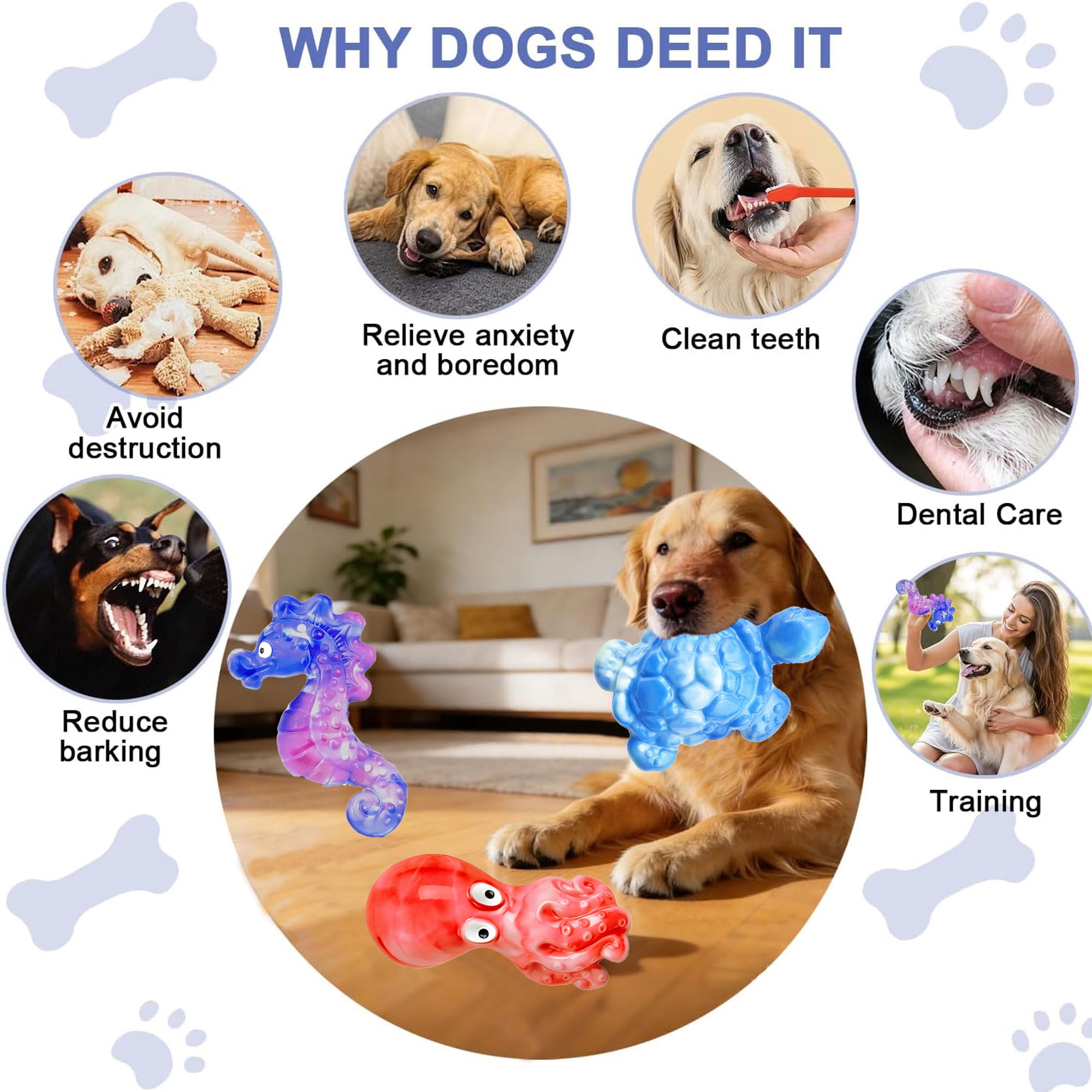 Pet Deluxe 3 Pack Dog Toys for Aggressive Chewers Dog Chew Toys for Medium Large Dogs, Milk Flavored Indestructible Dog Toy, Dense Nylon Tough Dog Toy to Keep Them Busy, Reduce Boredom