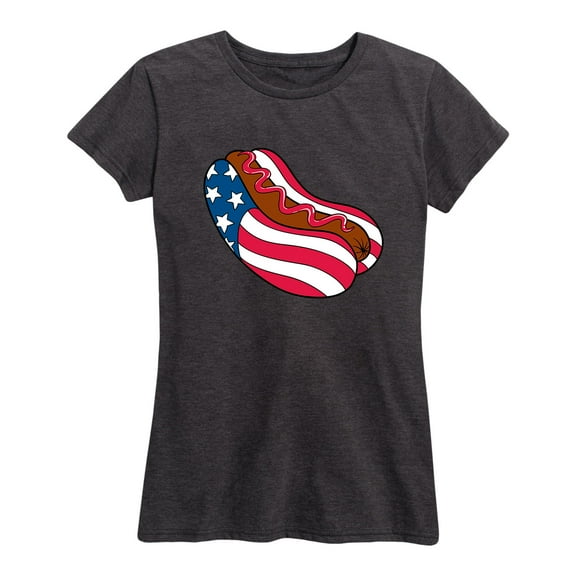 Instant Message - Hotdog, American Flag Patriotic Memorial Day - Women's Short Sleeve Graphic T-Shirt