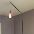 thumbnail image 4 of FSLiving Dimmable Pendant Lighting Fixture 15 ft Plug in Black Twisted Cord Retro Contracted Ceramic E26 Edison Red Socket Ceiling Lamp for Bedside Loft Entryway Dorm Corridor,No Bulb - 1 Light, 4 of 7