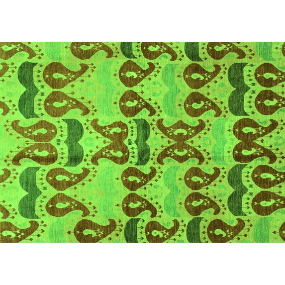 Ahgly Company Indoor Rectangle Abstract Green Modern Area Rugs, 2' x 3'