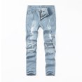 thumbnail image 3 of Oalirro Sweatpants for Men Mens Skinny Stretch Denim Pants Distressed Ripped Freyed Slim Fit Jeans Trousers, 3 of 9