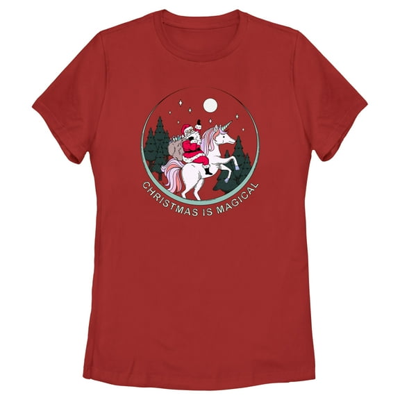 Women's Lost Gods Christmas Is Magical  Graphic Tee Red 2X Large