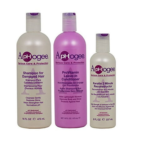 ApHogee Shampoo for Damaged Hair + ProVitamin Leave-In Conditioner 16oz + Keratin 2 Minute Reconstructor 8oz