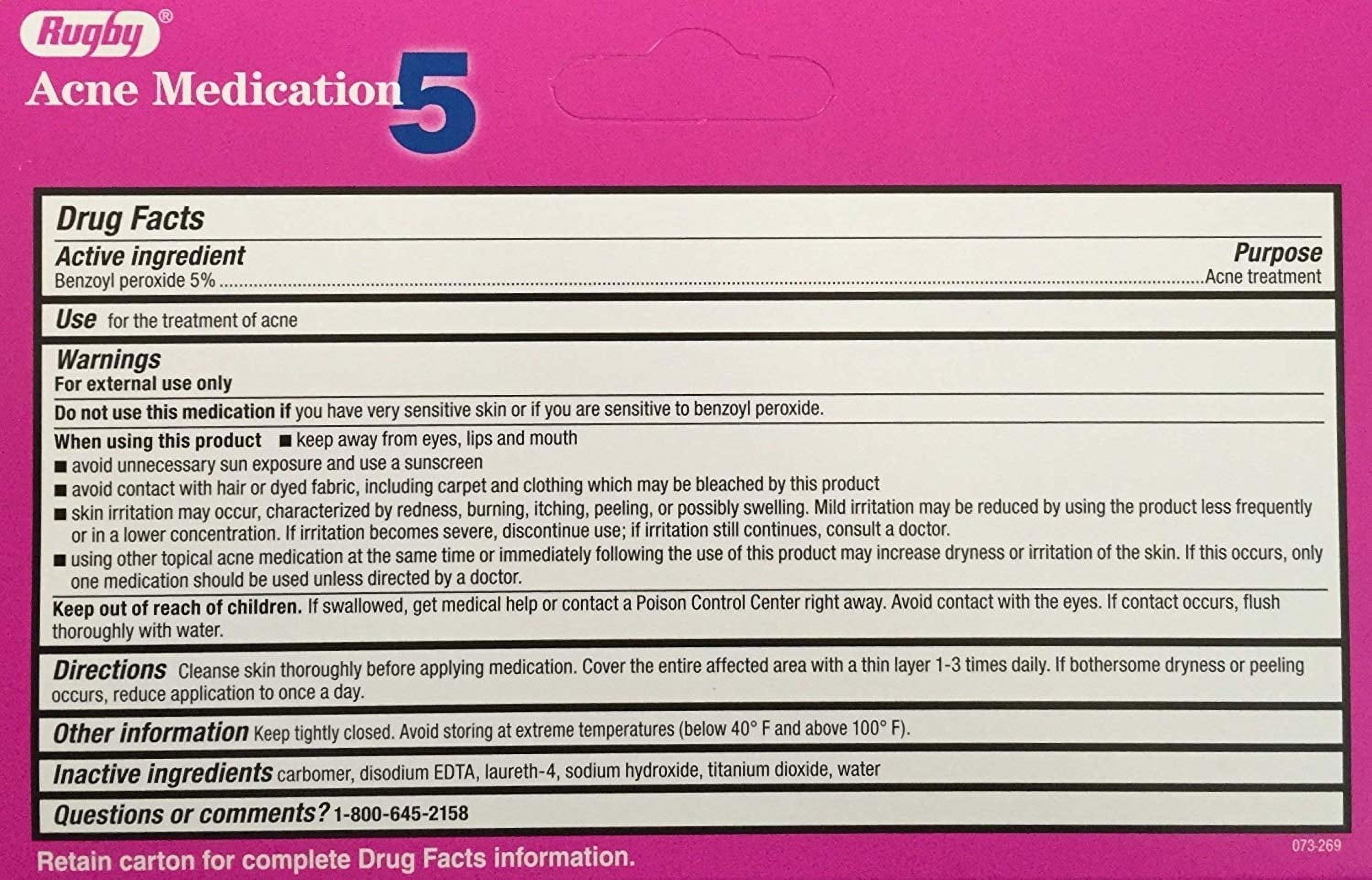 Rugby Acne Medication Benzoyl Peroxide Gel 5 % 1.5 oz