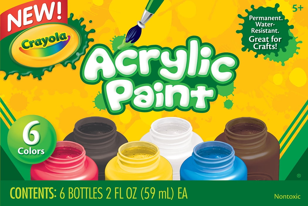 Crayola Acrylic Paint Set, Assorted Colors, Beginner Child, 6 Count