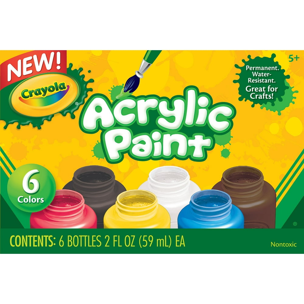 Crayola Acrylic Paint Set, Assorted Colors, Beginner Child, 6 Count