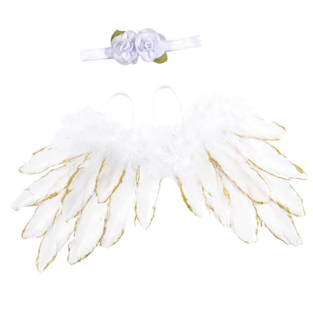 Preciosa diadema + disfraz de ala para fotografía, accesorio fotografía, accesorio el cabello para sesión grafía para recién n Blanco Yotijar Soporte para Fotos de Alas de Ángel