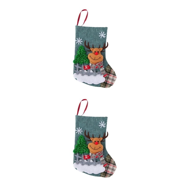 Inteprter Calcetín de Navidad individual colgante de dibujos animados bolsa de regalo de fiesta decorativa festival de vacaciones decoración al Tipo 3 2Conjunto