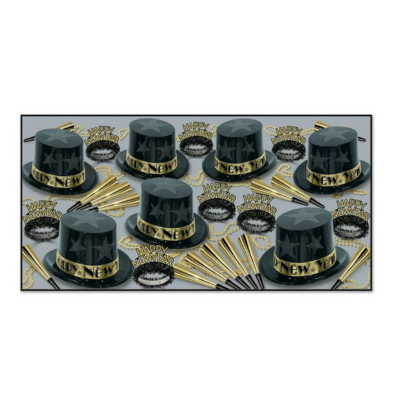 Beistle Club Pack of 50 Gold Star "Happy New Years" Legacy Party Favor Hat Kits