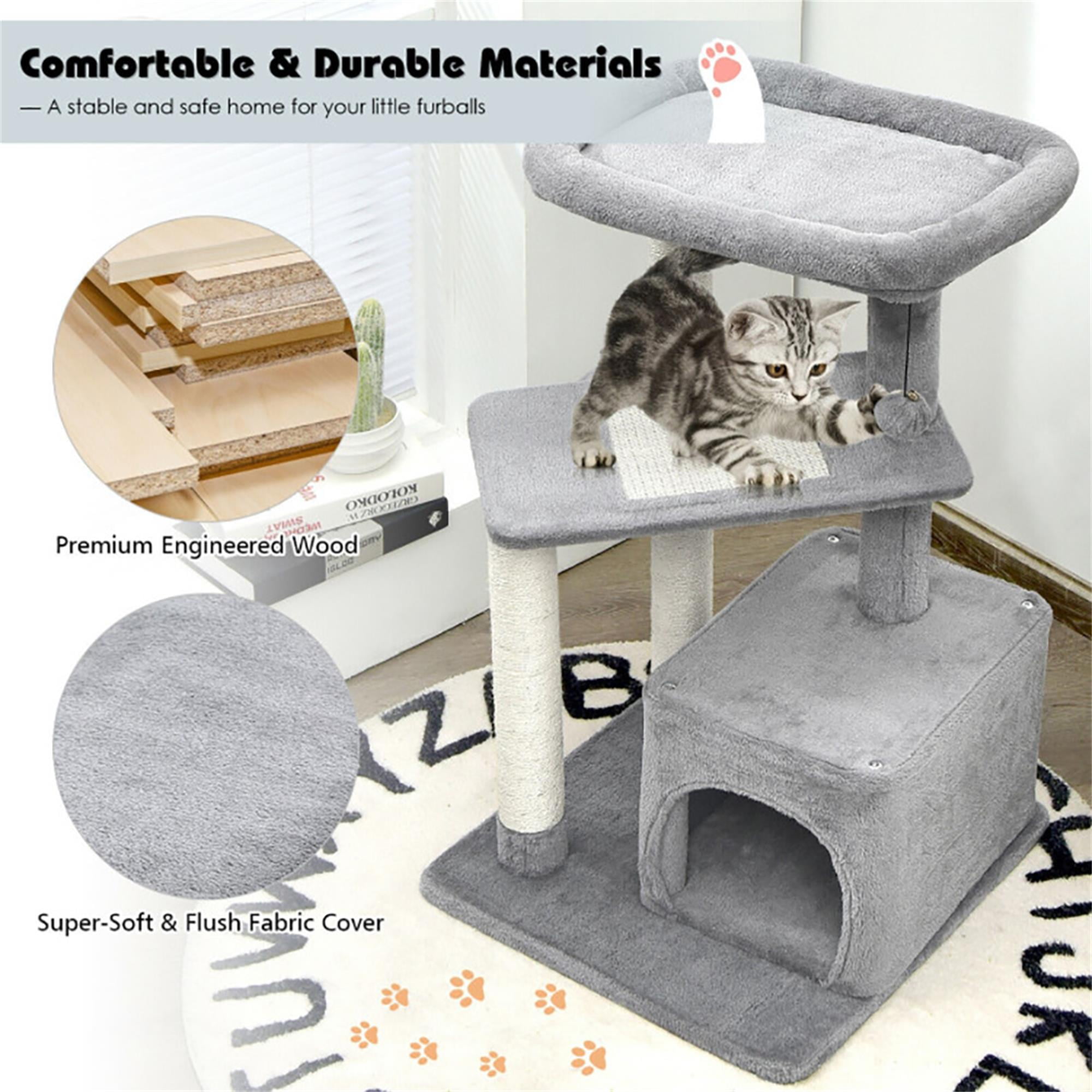 Pefilos 33" Cat Tree for Small Indoor Cats, Plush Cat Tower with Large Cat Condo, Perch and Sisal Cat Scratching Post for Kittens, Gray Pefilos 33" Cat Tree for Small Indoor Cats, Plush Cat Tower with Large Cat Condo, Perch and Sisal Cat Scratching Post for Kittens, Gray