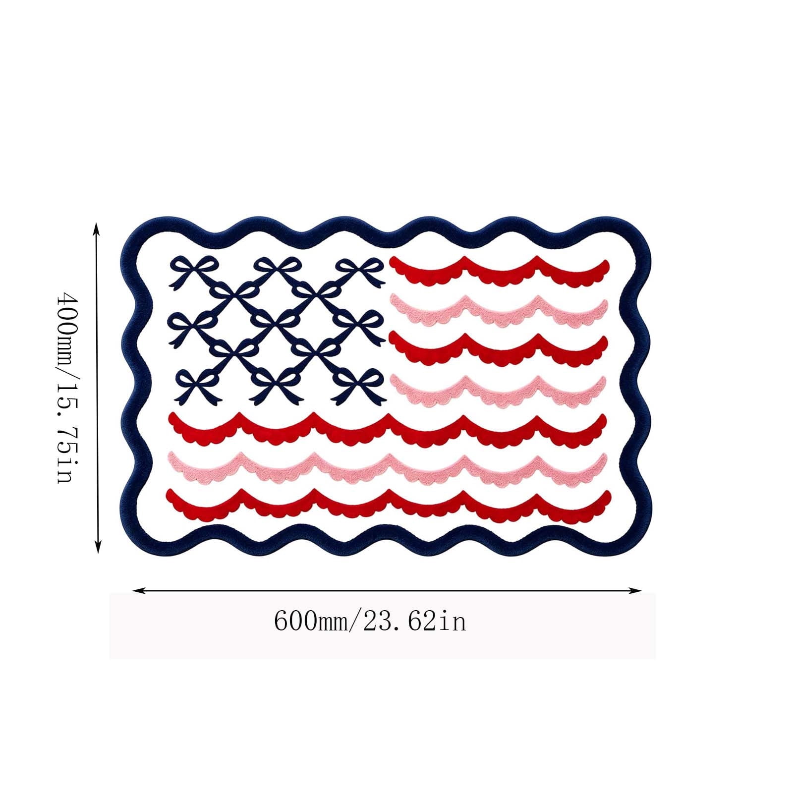 Bow Welcome Outdoor Doormat, American Flag Design, 15.75 x 23.62 Inches, Durable Non-Slip Front Door Mat, Decorative Entryway Rug for Home Entrance