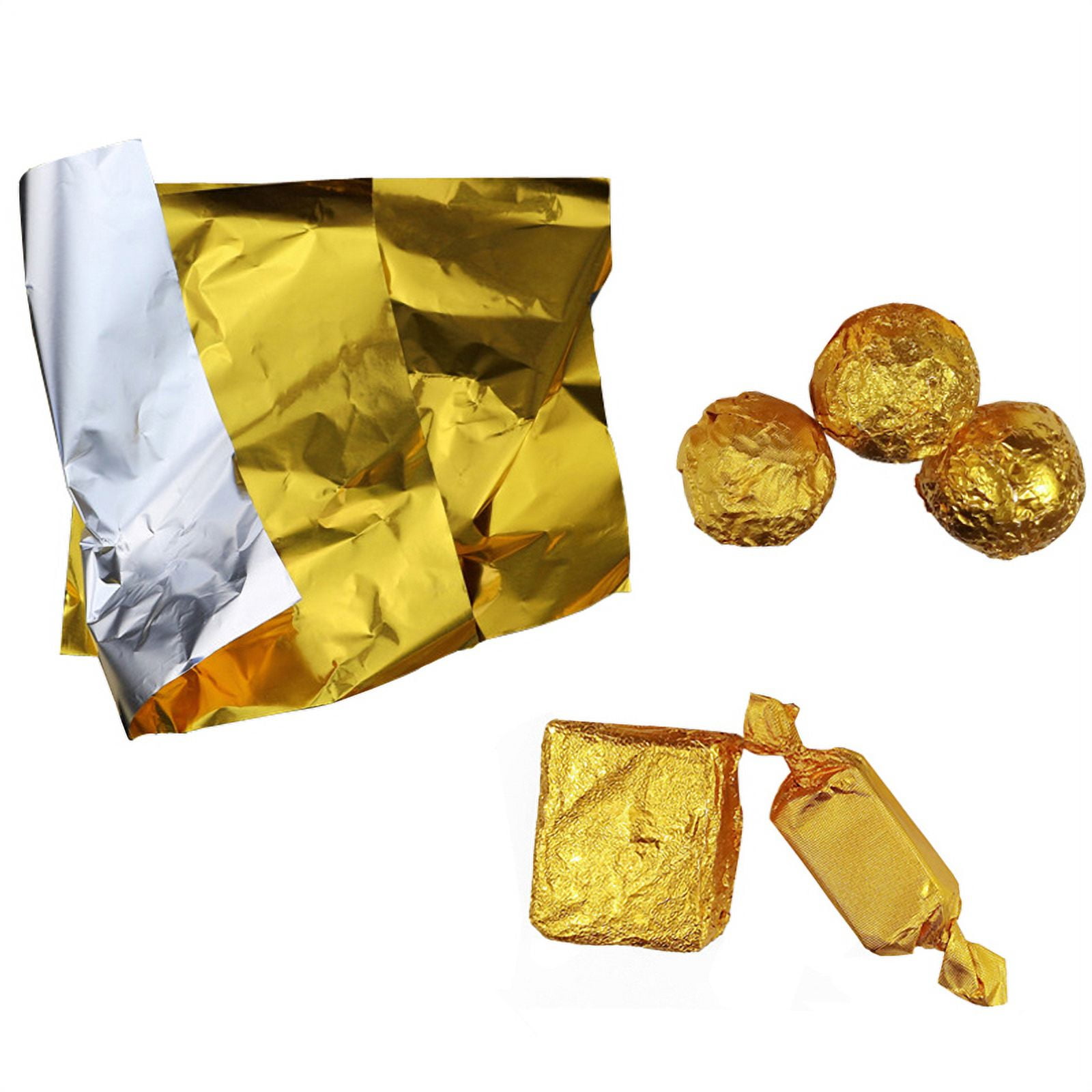 Bake world Bake world 300pcs Aluminium Foil Paper Gold Foil Paper Wrapping  Glossy Paper Gift Package for Packaging Chocolate (Golden) Aluminium Foil(Pack  of 300, 0.13 m) Aluminium Foil Price in India 