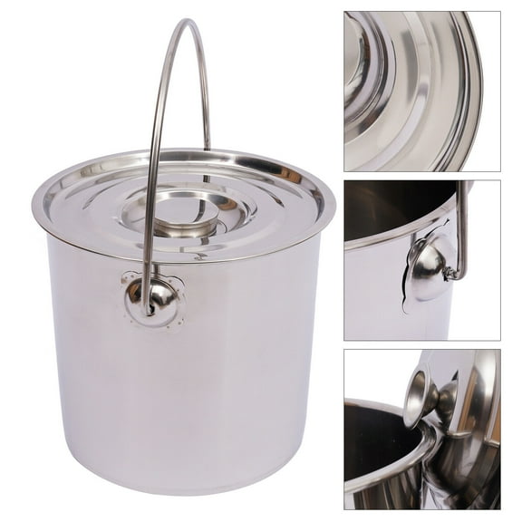12L Extra Thick Stainless Steel Barrel Bucket Food Water Storage with Lid
