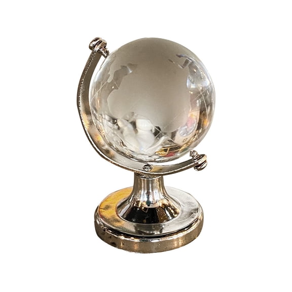 Papaba Decorative Globe,Round Earth Globe Delicate Practical Mini Artificial Crystal Sphere Ball for Office