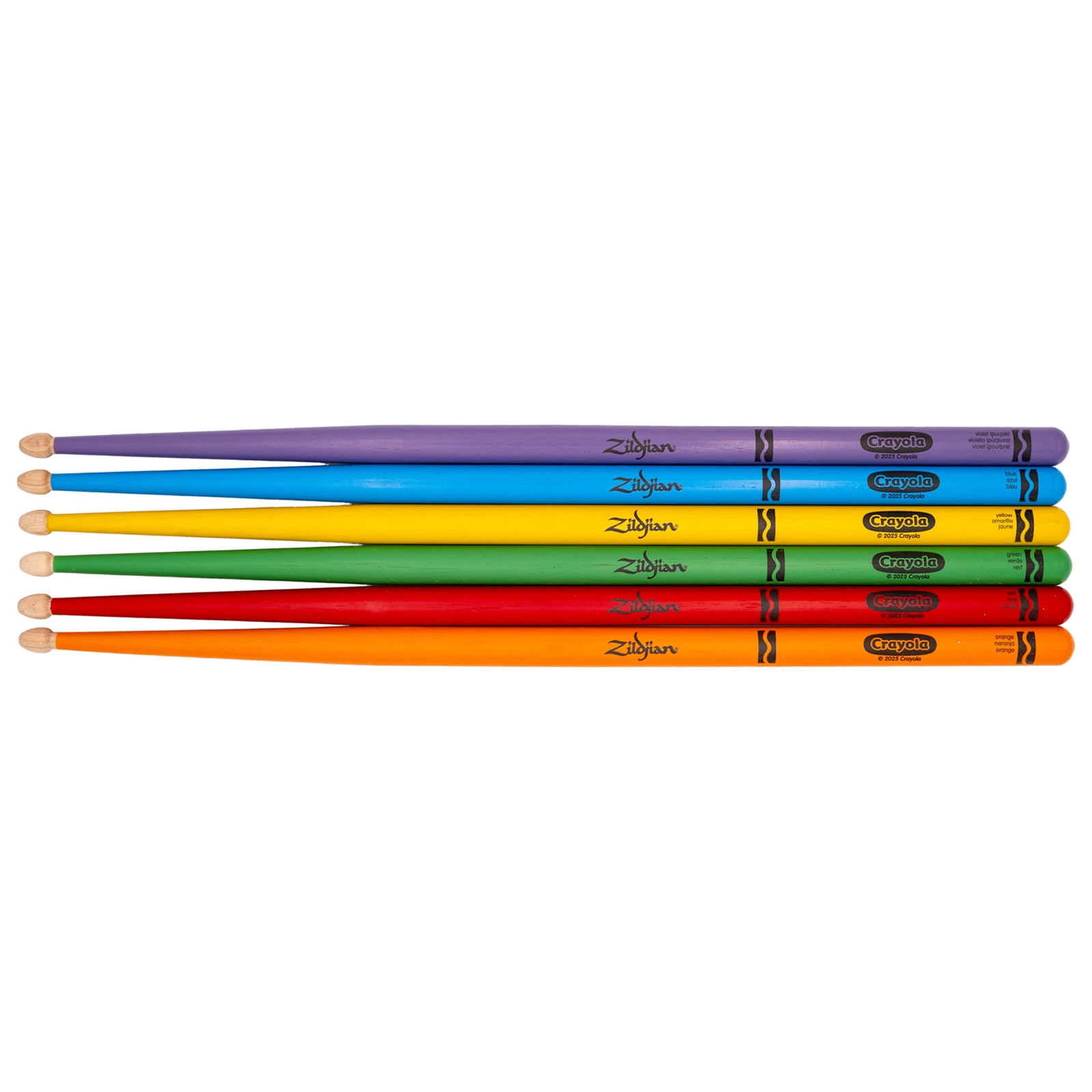 Zildjian ZKIDS Crayola Kids Drumsticks Set 6 Vibrant Crew Sticks with Orange Burst Mini Bag