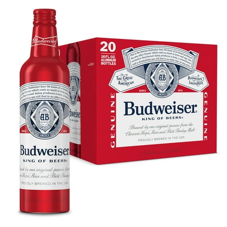 Budweiser American Lager Beer 20 Pack 16 fl oz Aluminum Bottles 5% ABV
