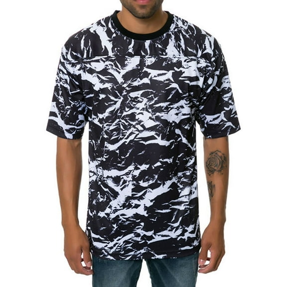 DOPE Mens The Crinkle Football Jersey Graphic T-Shirt, Black, X-Large